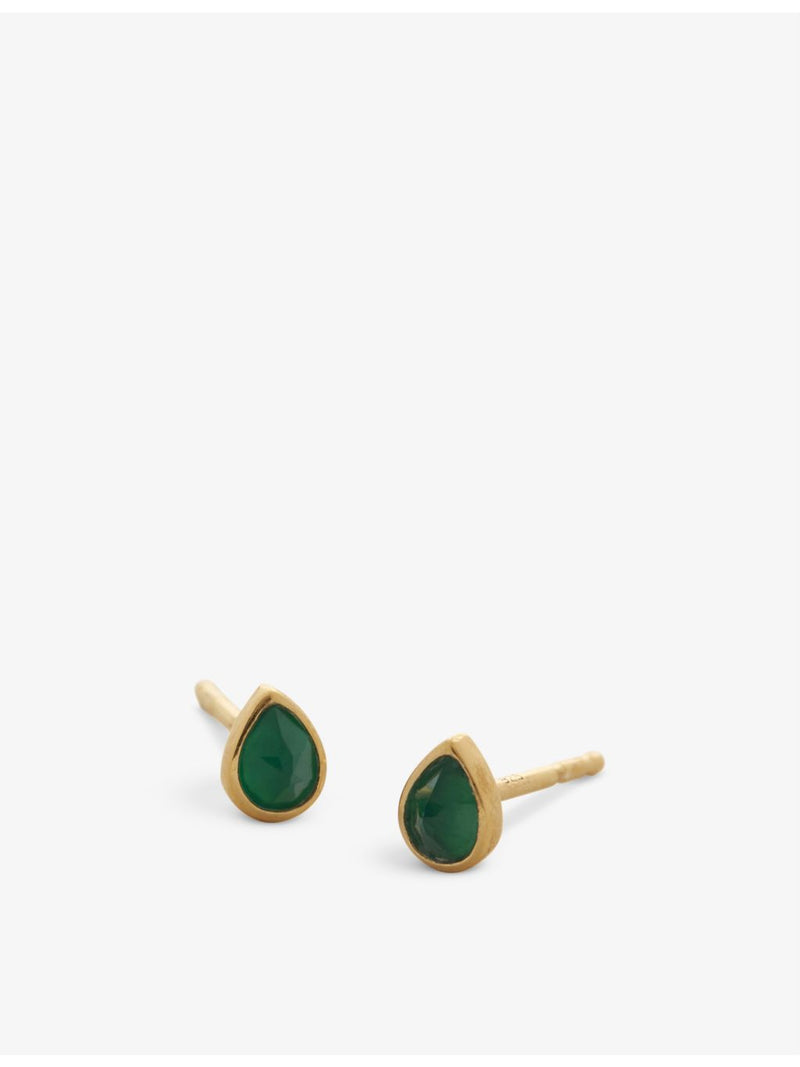 Monica Vinader teardrop onyx stud earrings, imported from the UK