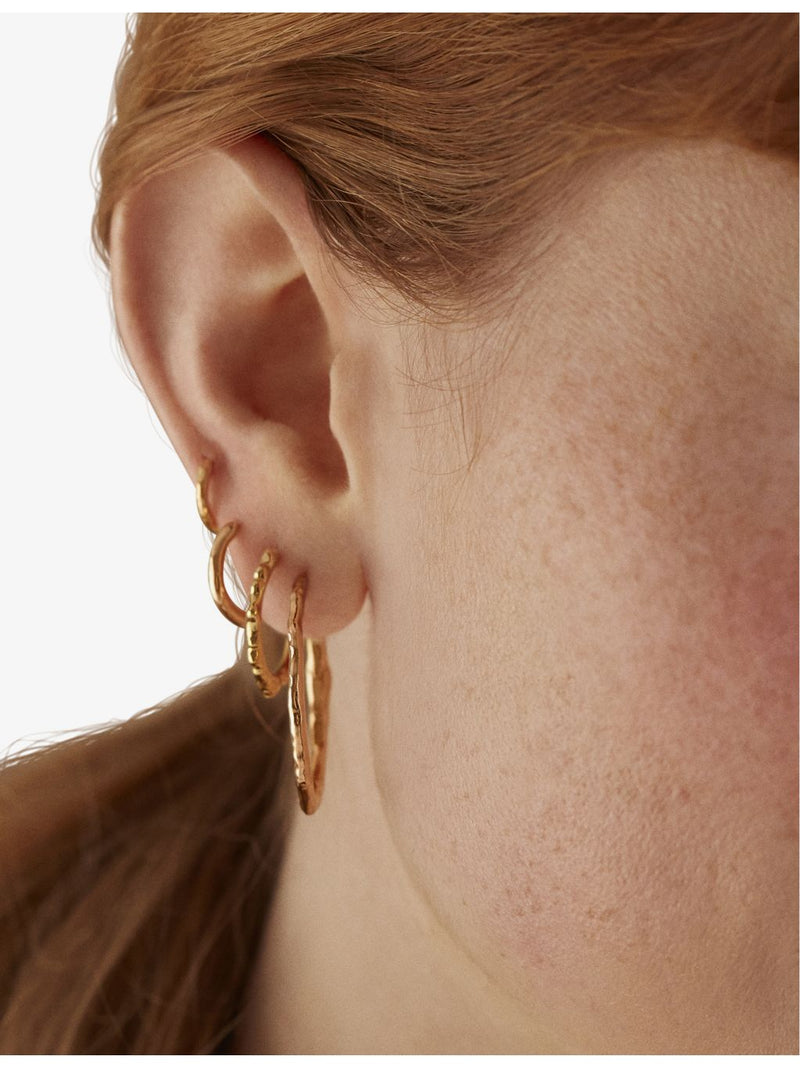 Monica Vinader Siren 18ct gold vermeil hoop earrings 1.4cm (British brand)