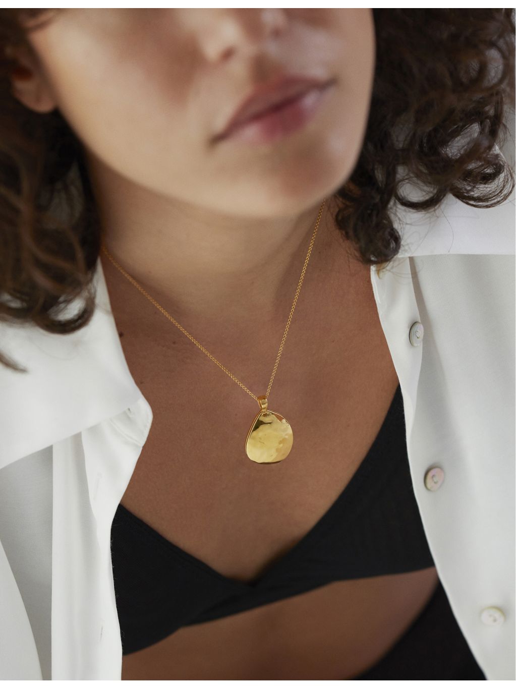 Monica Vinader Deia gold vermeil sterling silver locket, imported from the UK