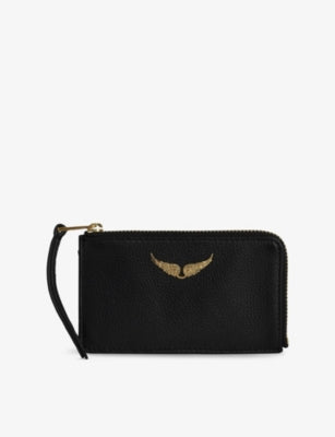 Zadig & Voltaire leather cardholder with zip pocket, imported from the UK