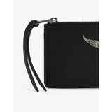 Zadig & Voltaire leather cardholder with zip pocket, imported from the UK