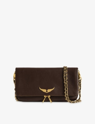 Zadig & Voltaire rock grained leather clutch, 27cm width - British product
