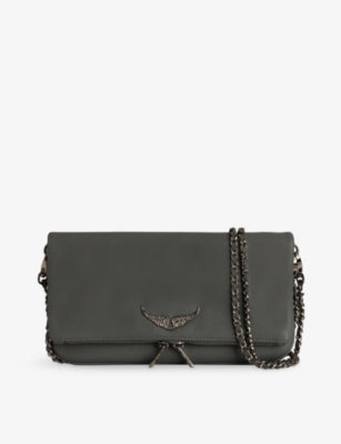 Zadig & Voltaire rock grained leather clutch, 27cm width - British product