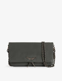 Zadig & Voltaire rock grained leather clutch, 27cm width - British product
