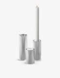 Georg Jensen Bernadotte stainless steel candle holders set of three, UK version