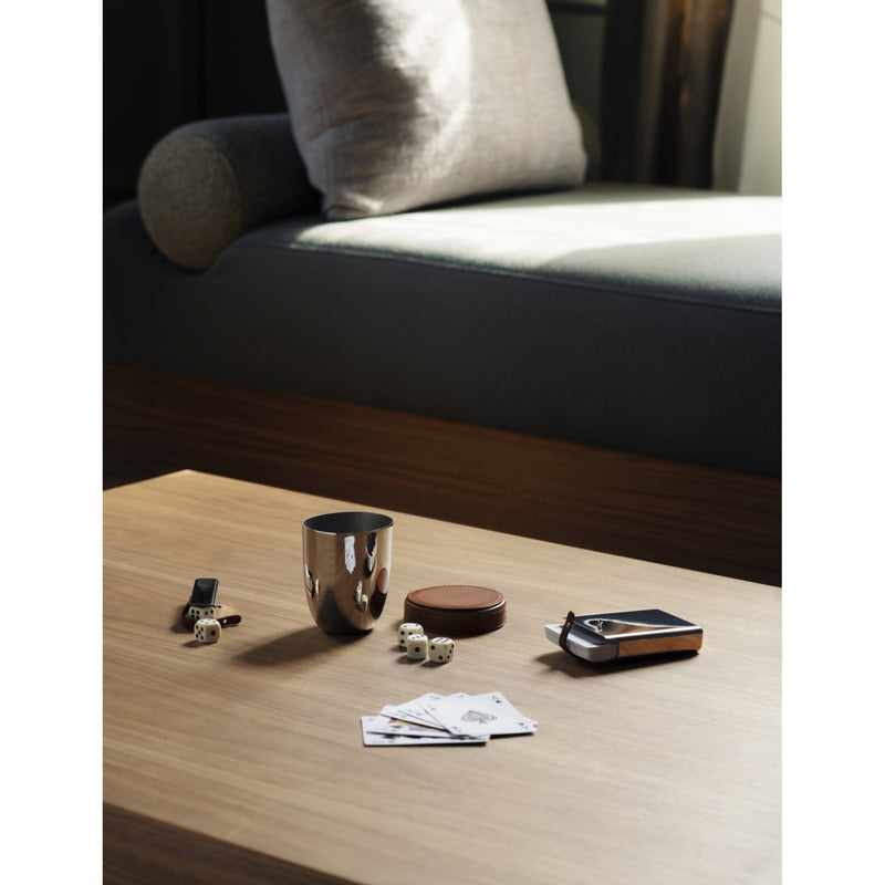 Georg Jensen stainless steel dice cup set with leather lid - British product