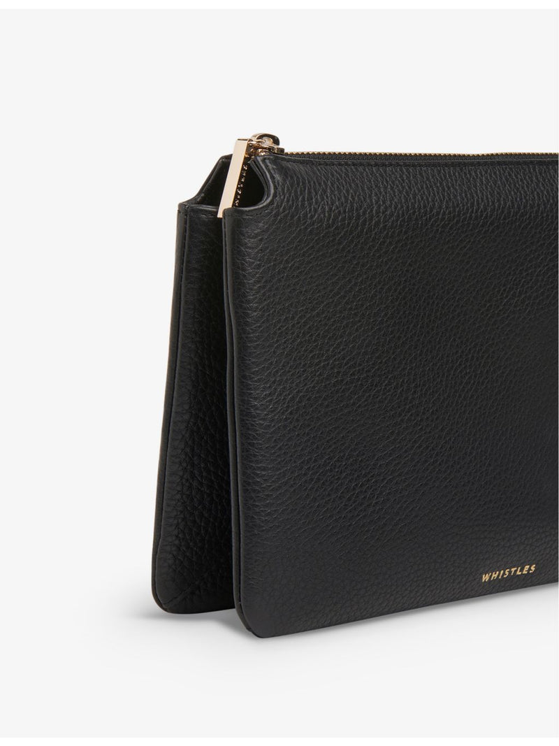 Whistles Elita leather clutch bag with gold-tone hardware, imported from the UK
