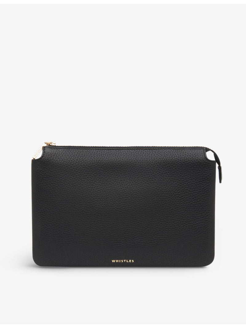 Whistles Elita leather clutch bag with gold-tone hardware, imported from the UK