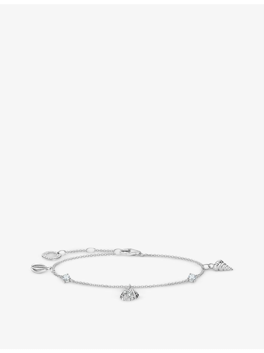 Thomas Sabo sterling silver shell charm bracelet, imported from the UK