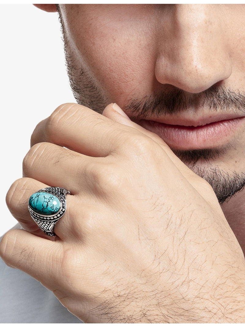 Thomas Sabo signet ring sterling silver faux turquoise - British product
