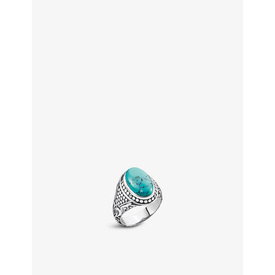 selfridges Thomas Sabo Arizona Sterling Silver and Faux Turquoise Signet Ring- Buy online at McGrocer