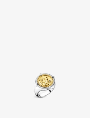 Thomas Sabo Faith Love Hope 18ct Yellow Gold Plated Sterling Silver Signet Ring