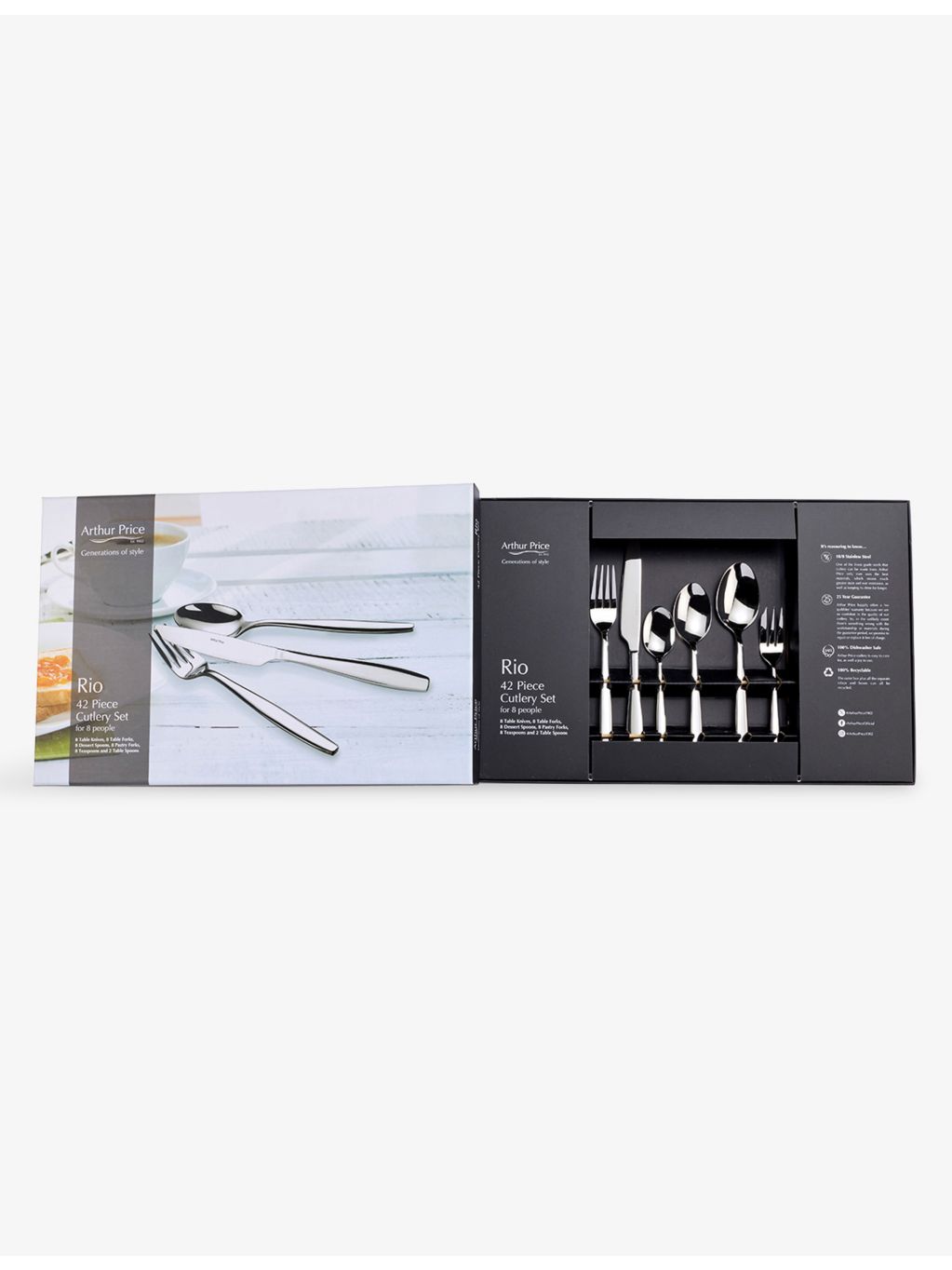 Arthur Price Rio polished stainless-steel 42-piece cutlery set, UK version