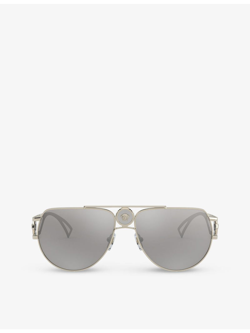 Versace VE2225 pilot-frame metal sunglasses with mirrored lenses (British brand)