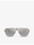 Versace VE2225 pilot-frame metal sunglasses with mirrored lenses (British brand)