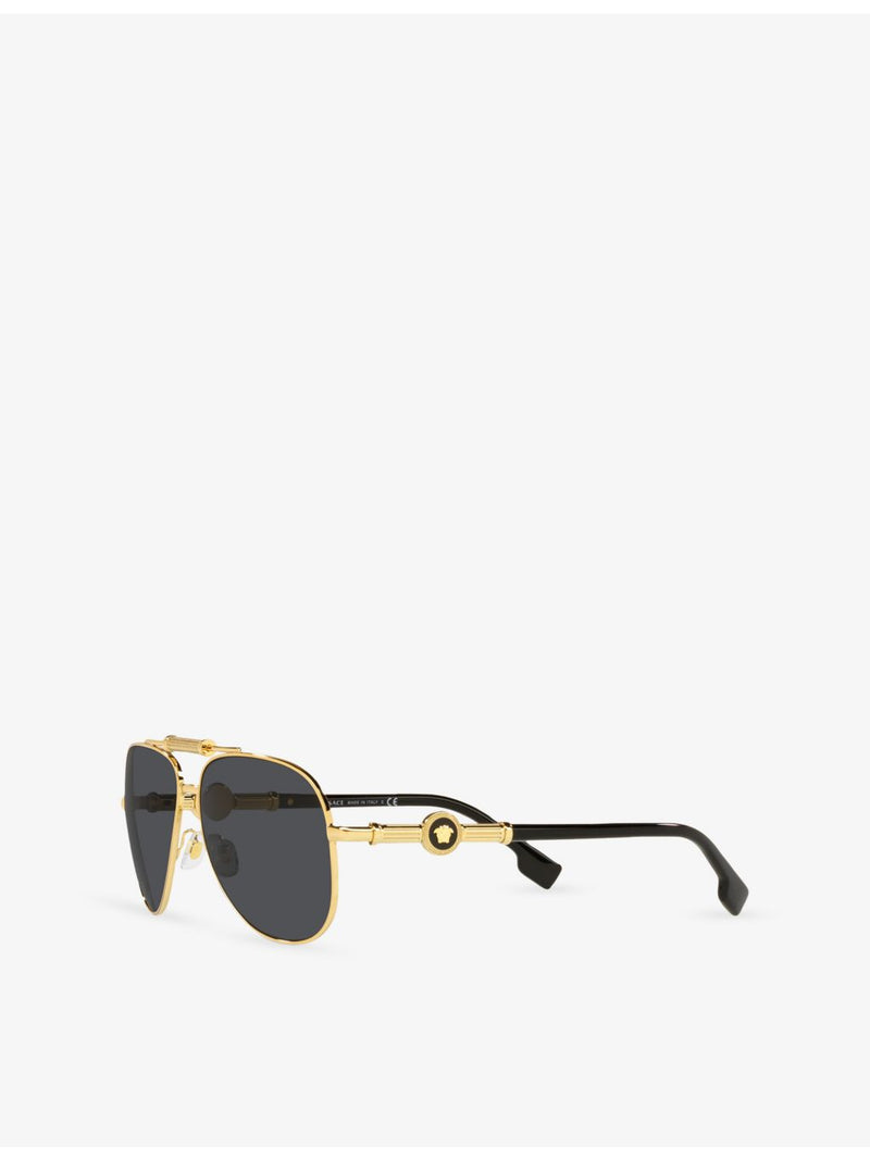 Versace VE2236 aviator-frame metal sunglasses with tinted lenses, UK version