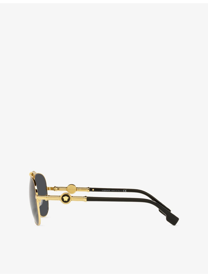 Versace VE2236 aviator-frame metal sunglasses with tinted lenses, UK version