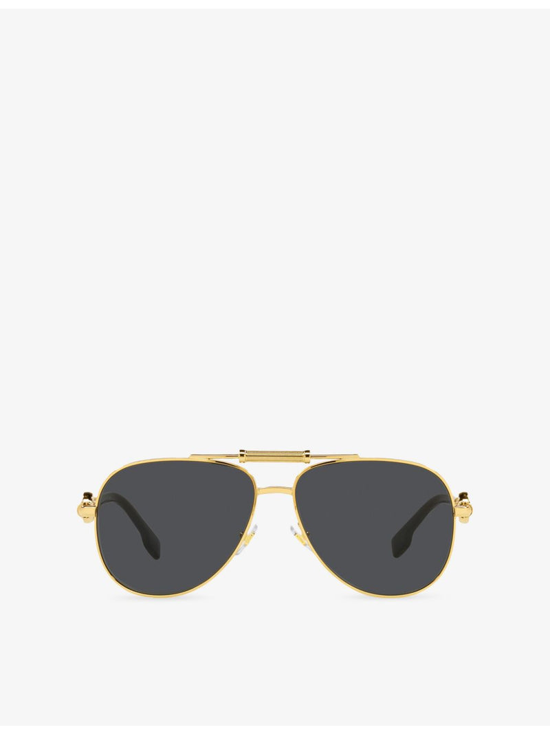 Versace VE2236 aviator-frame metal sunglasses with tinted lenses, UK version