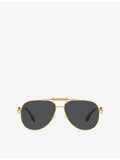 Versace VE2236 aviator-frame metal sunglasses with tinted lenses, UK version