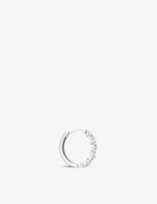 Astrid & Miyu Cluster Crystal Sterling Silver and Cubic Zirconia Hoop Earrings