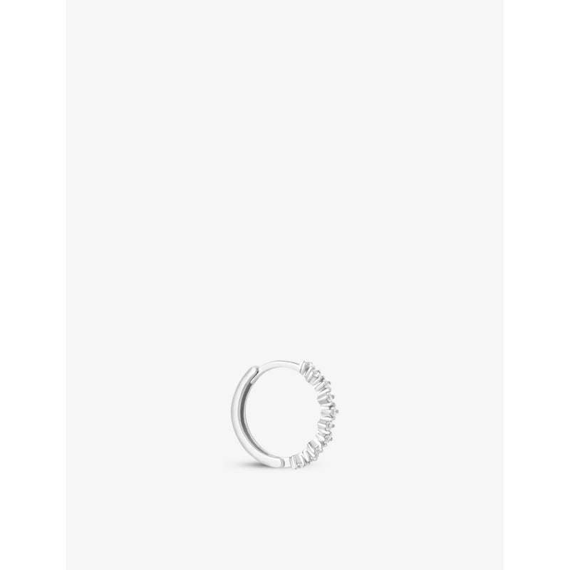 Cluster Crystal sterling silver and cubic zirconia hoop earrings - S