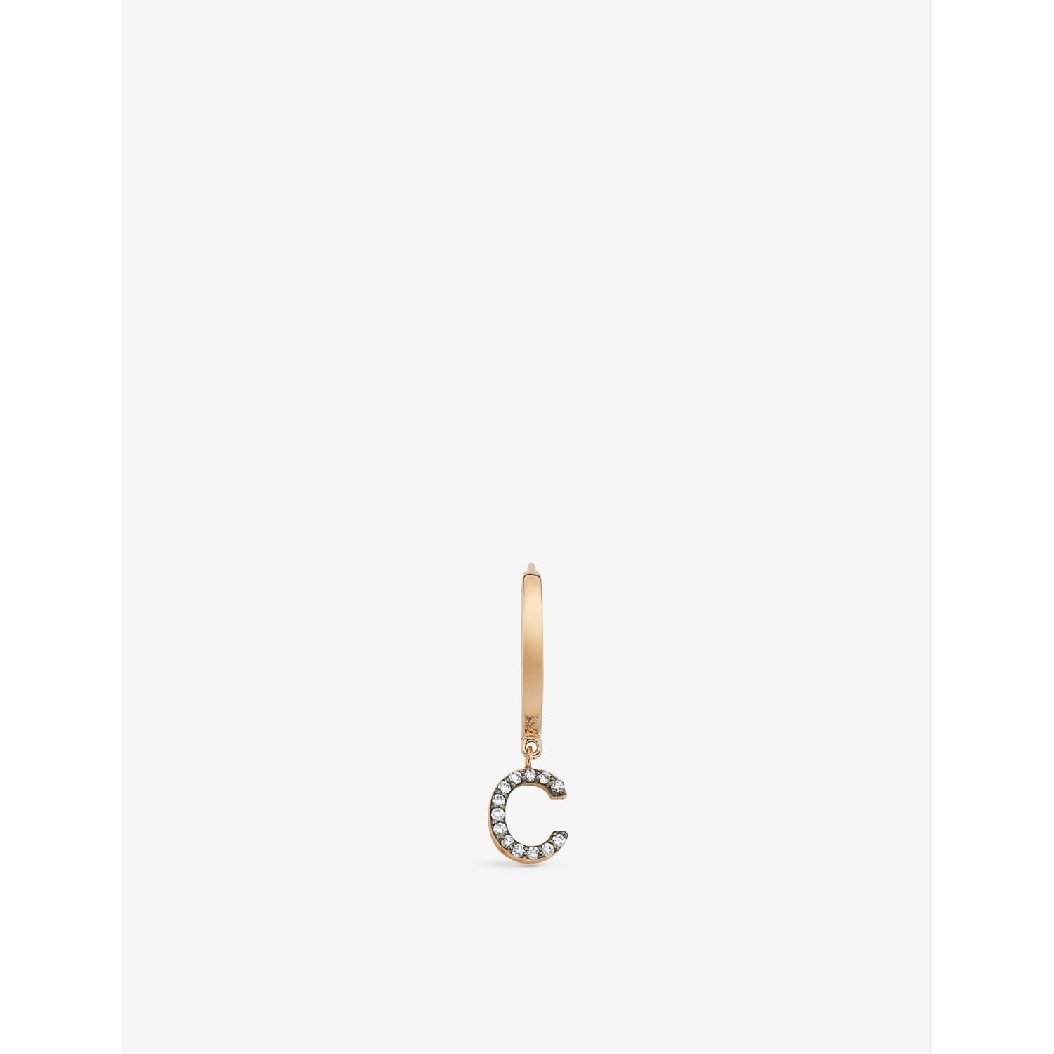 Selda C Initial 14ct rose gold huggie earring, UK version