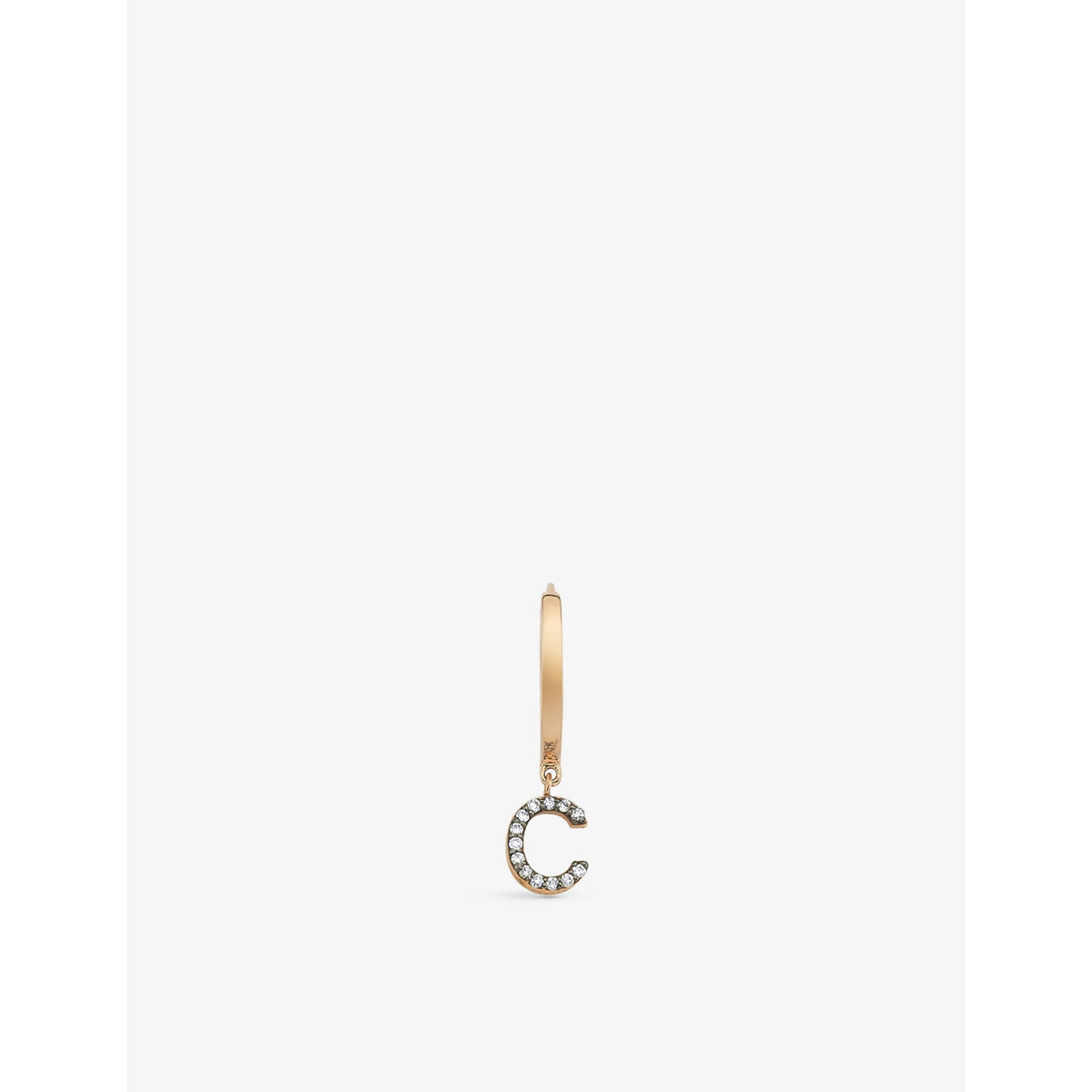 Selda C Initial 14ct rose gold huggie earring, UK version