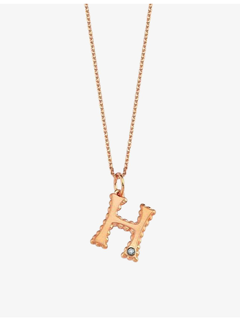 La Maison Couture H initial rose-gold diamond necklace, imported from the UK