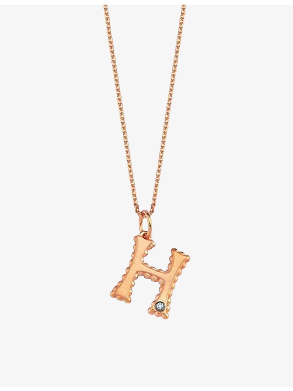La Maison Couture H initial rose-gold diamond necklace, imported from the UK