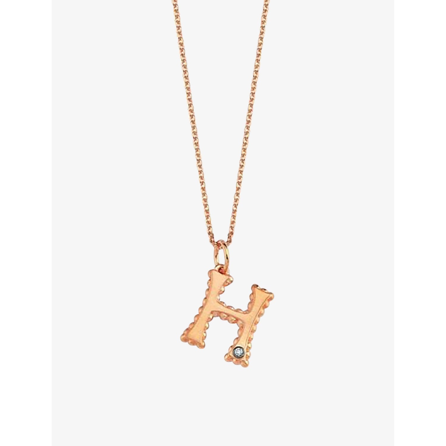 La Maison Couture H initial rose-gold diamond necklace, imported from the UK
