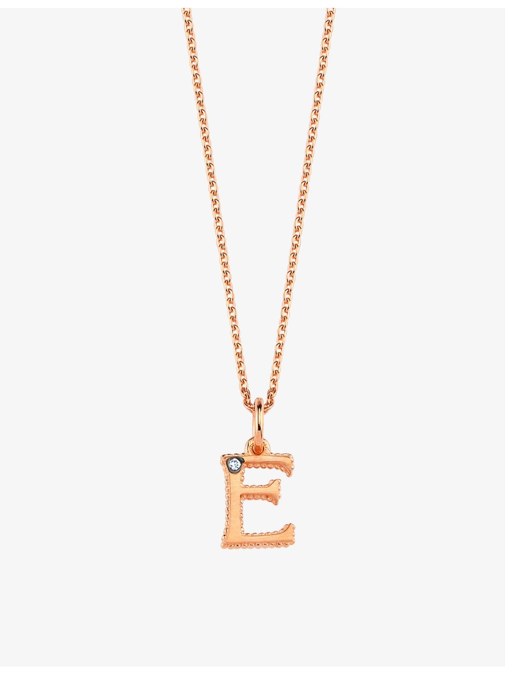 Selda rose-gold K initial diamond necklace, imported from the UK