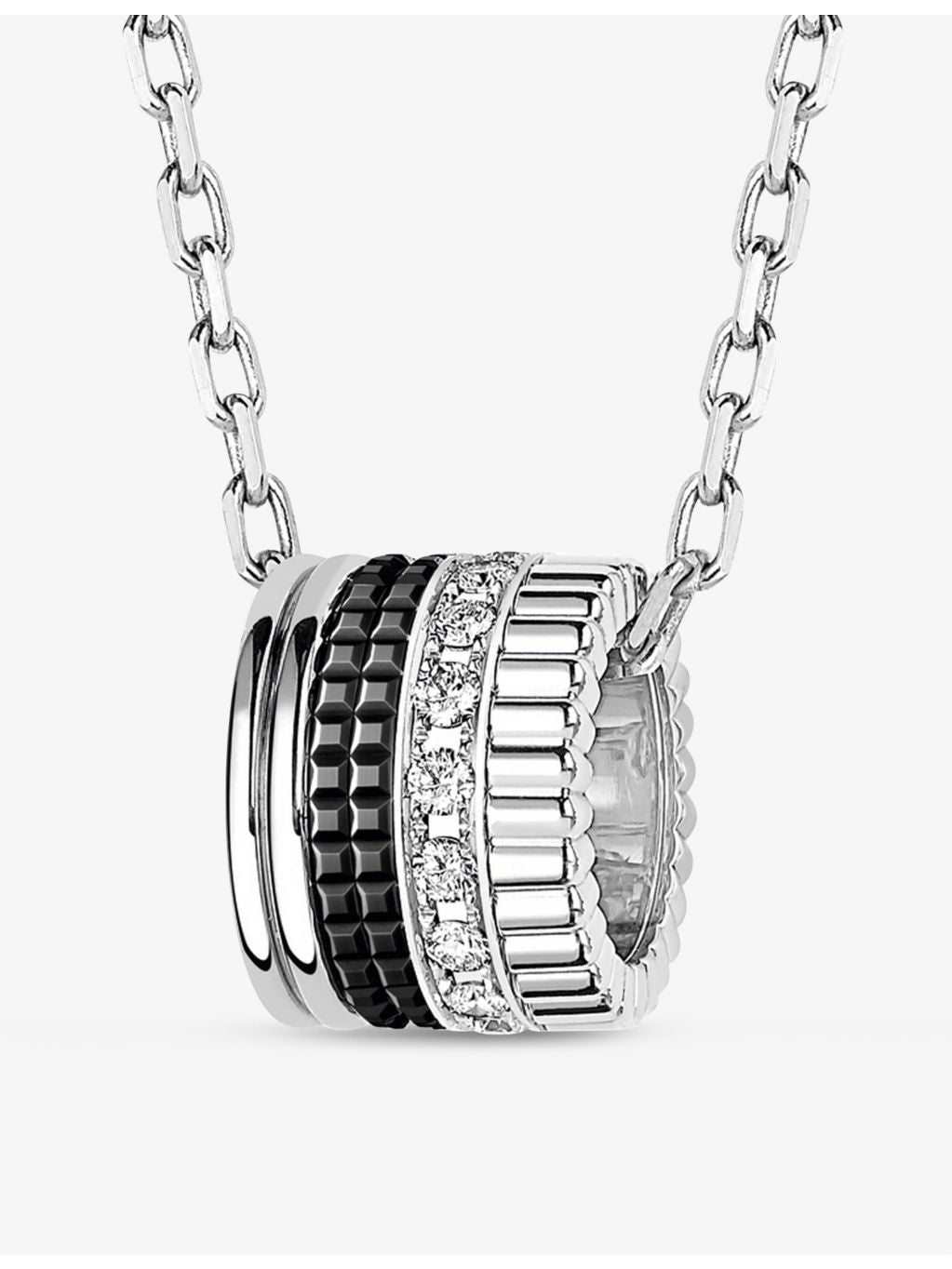 Boucheron Quatre Black Edition 18ct white gold diamond pendant necklace, UK version