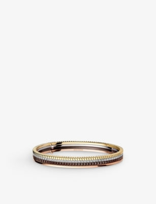 Boucheron Quatre Classique Small PVD-coated 18ct Yellow, White and Pink Gold 0.78ct Brilliant-cut Diamond Bangle