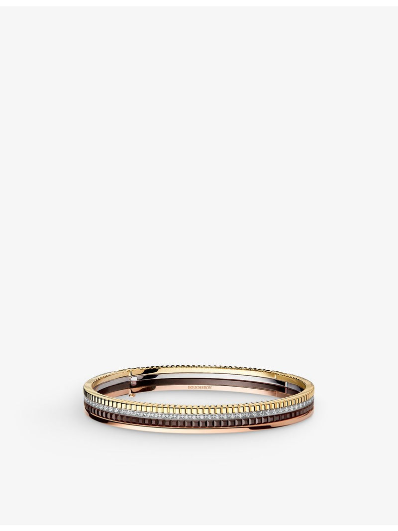 Boucheron Quatre Classique small gold and diamond bangle, imported from the UK