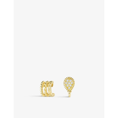 selfridges Boucheron Serpent Bohème 18ct Yellow Gold 0.13ct Diamond Asymmetrical Clip Earrings- Buy online at McGrocer