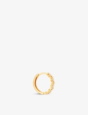 Astrid & Miyu Cluster Crystal 18ct Gold-Plated Sterling Silver Cubic Zirconia Hoop Earring 6.5mm
