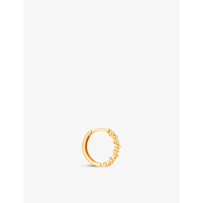 Cluster Crystal 18ct gold-plated sterling silver and cubic zirconia hoop earring - S