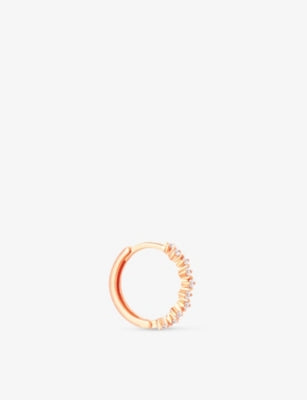 Astrid & Miyu Cluster Crystal Hoop Earring, Rose Gold-Plated Sterling Silver, Cubic Zirconia, 6.5mm