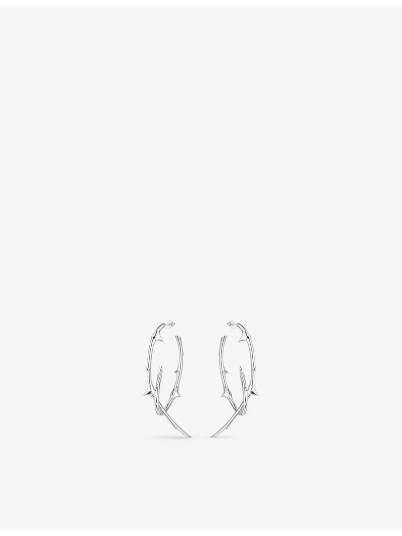 Shaun Leane sterling silver hoop earrings with rose thorn design (British brand)