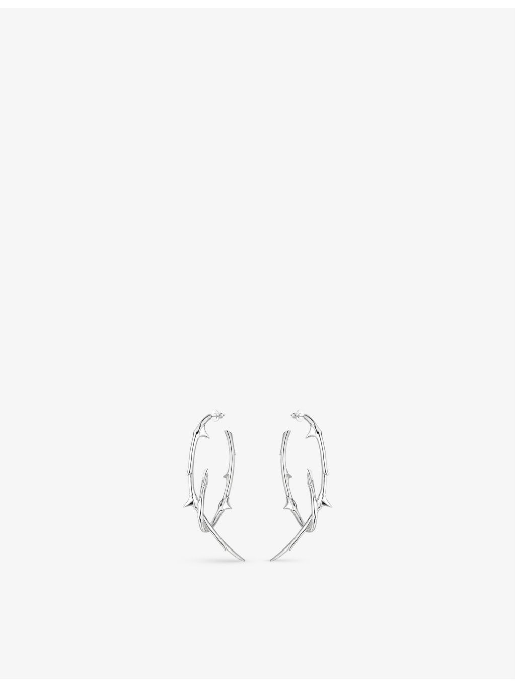 Shaun Leane sterling silver hoop earrings with rose thorn design (British brand)