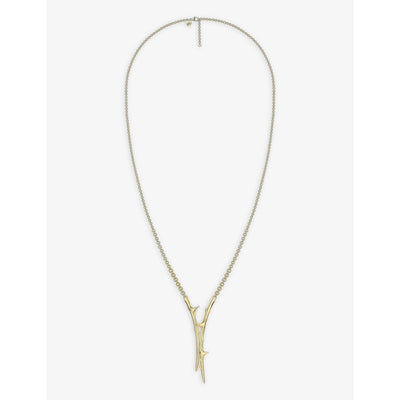 selfridges Shaun Leane Rose Thorn Yellow Gold-Plated Vermeil Sterling Silver Lariat Necklace 56.5cm - 59cm- Buy online at McGrocer