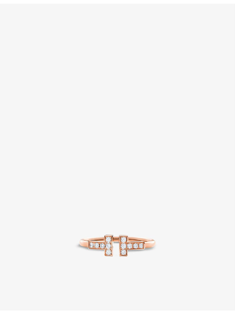 Tiffany T Wire diamond ring 18ct rose gold, imported from the UK
