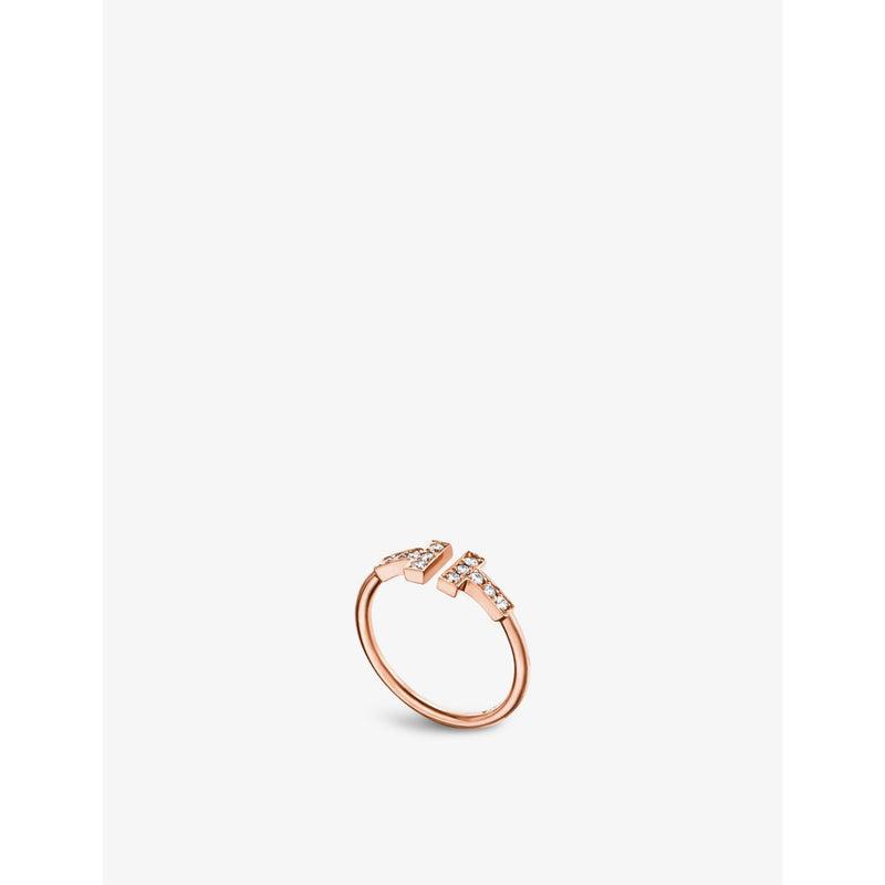 Tiffany T Wire 18ct rose-gold and 0.13ct brilliant-cut diamond ring - 4
