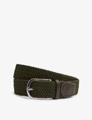 Reiss plaited leather-blend belt, imported from the UK