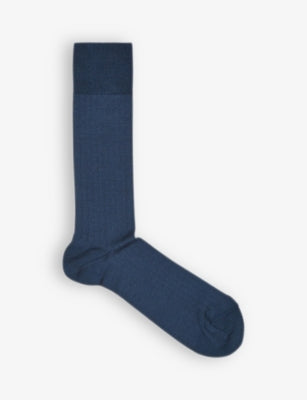 Reiss Fela ribbed stretch-cotton socks in calf length, UK version