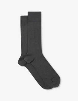 Reiss Fela Ribbed Stretch-Cotton Socks