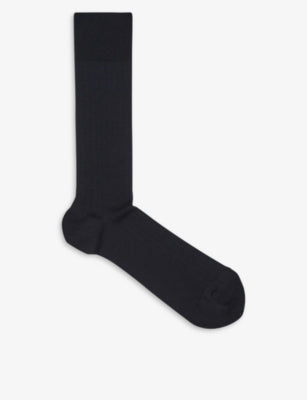 Reiss Fela ribbed stretch-cotton socks in calf length, UK version
