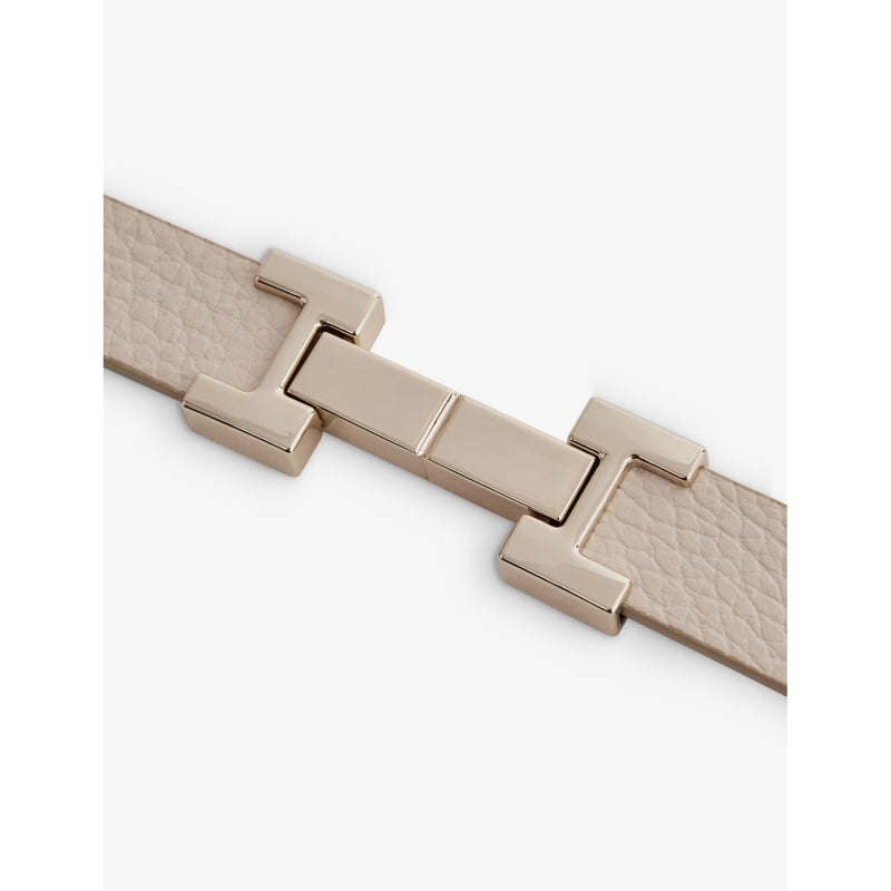 Reiss Hayley leather belt with gold-toned fastening, UK version