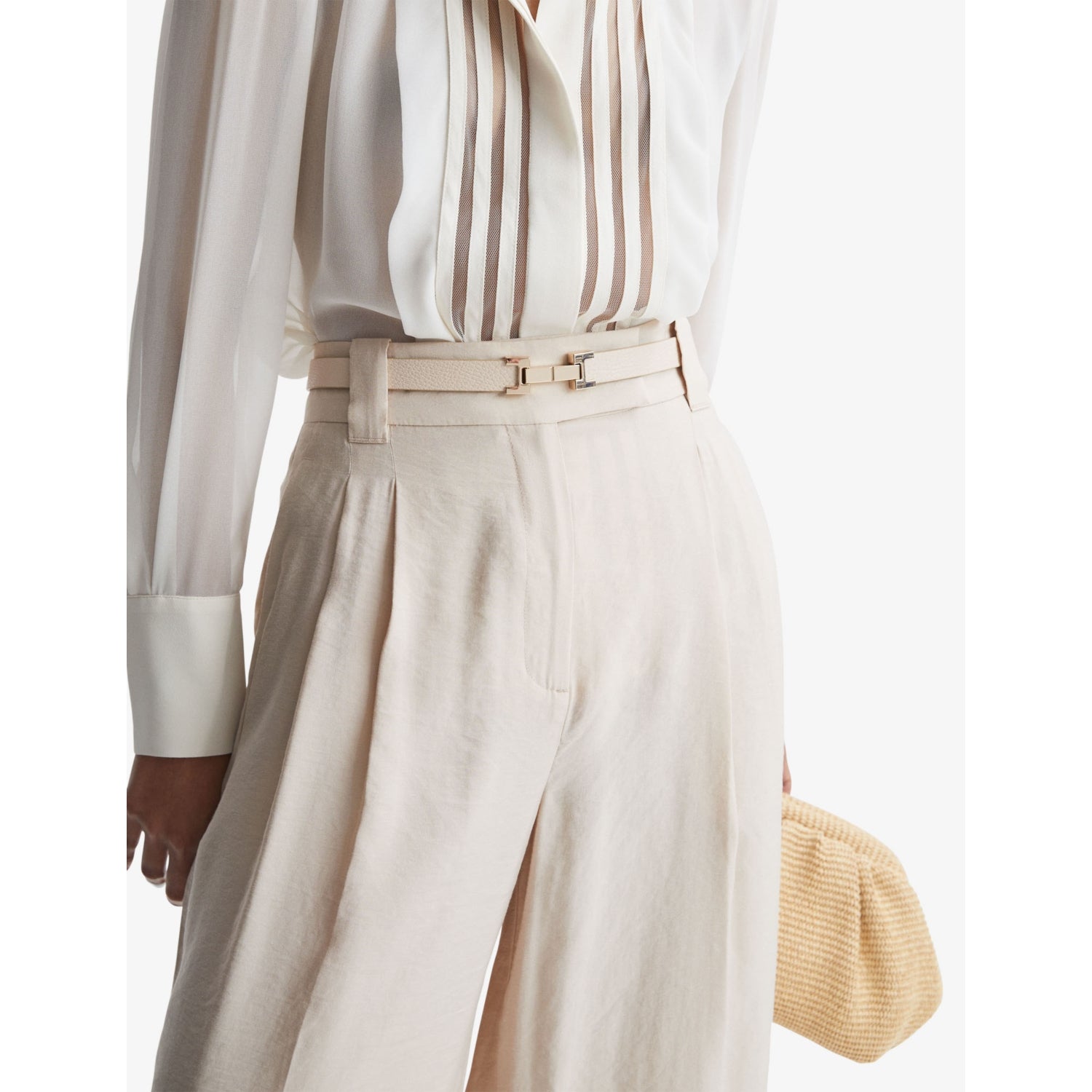 Reiss Hayley leather belt with gold-toned fastening, UK version