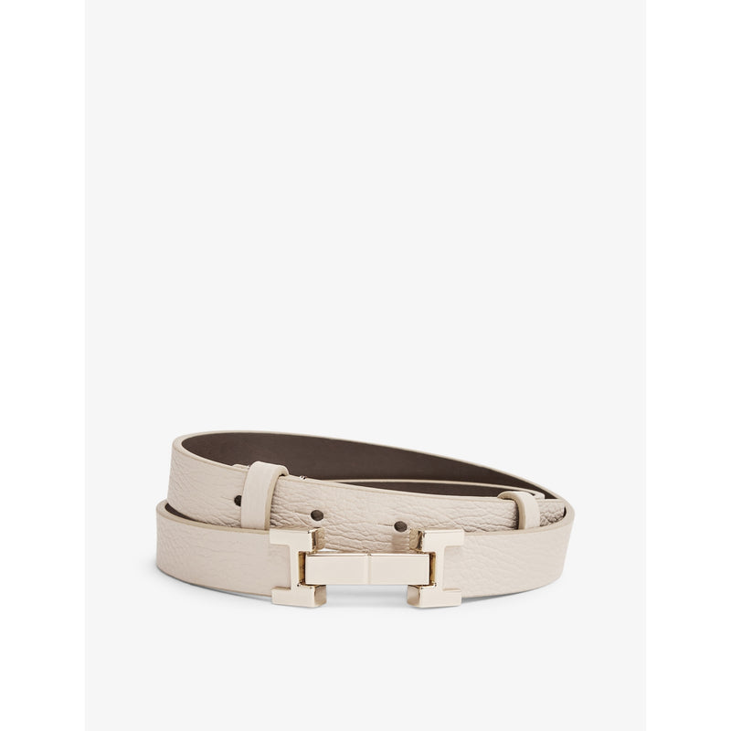 Reiss Hayley leather belt with gold-toned fastening, UK version